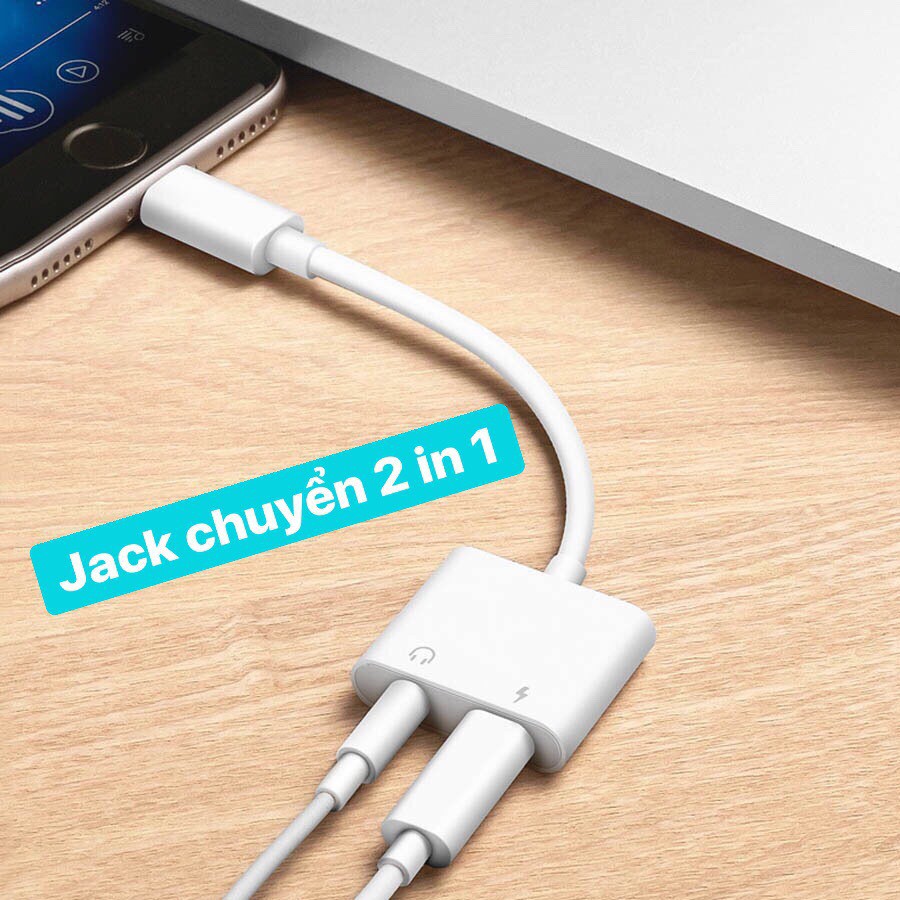 Jack Cáp Chuyển Đổi Tai Nghe Sang 3.5mm và Lightning (2 in 1, )
