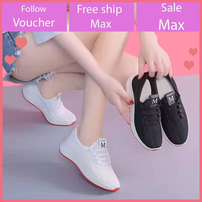 Giày sneaker nữ thoáng khí (đen trắng) V197