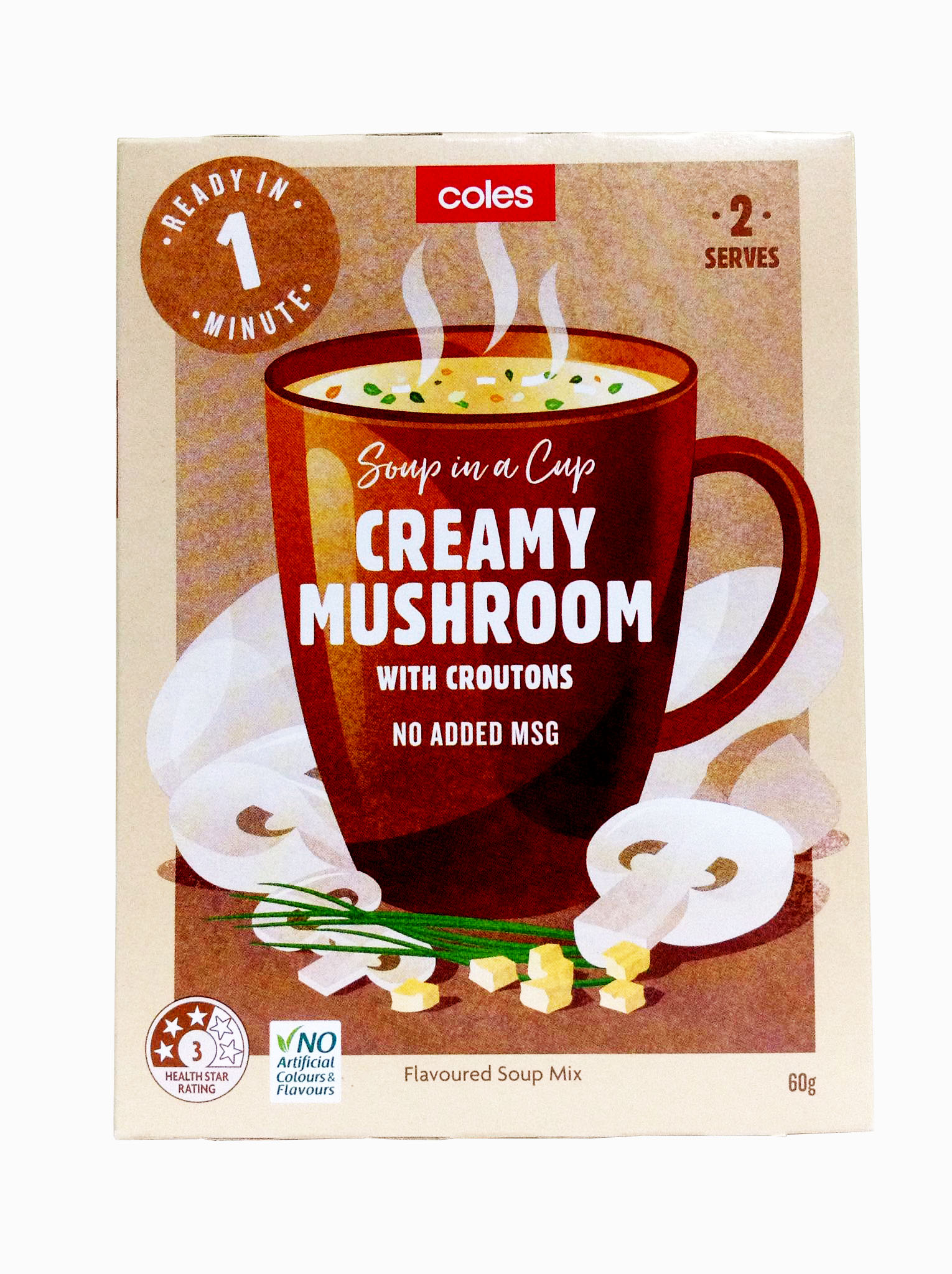 Coles Soup in a Cup Creamy Mushroom With Croutons 60g {Made in