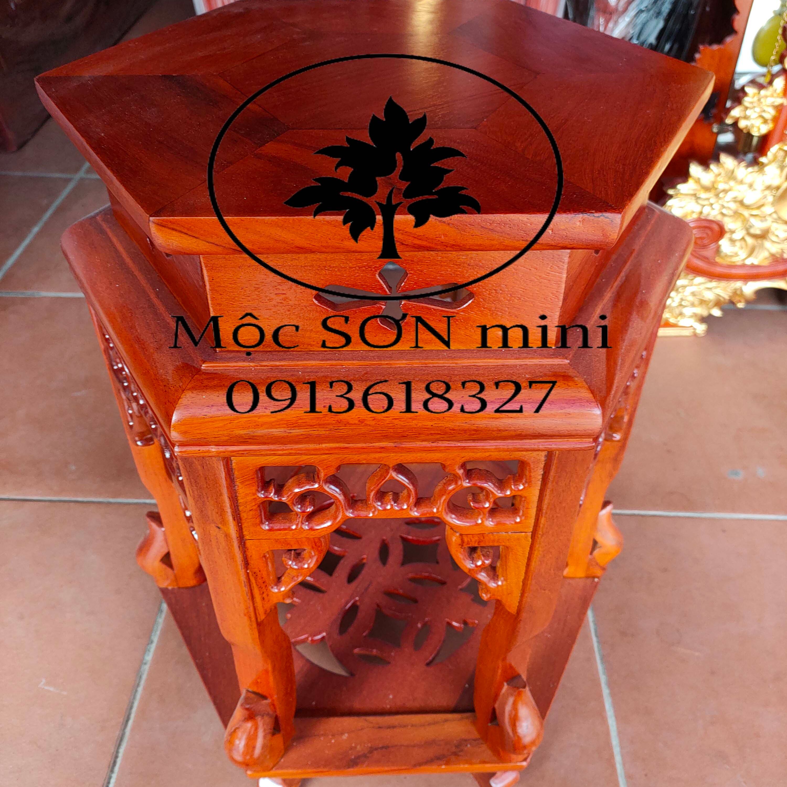 Đôn gỗ lục giác gỗ hương,đế kê tượng,đôn kê chậu hoa,đôn bày đồ cỡ mặt 30cm có 5 kích thước cao là 40cm,50cm,60cm,70cm,80cm