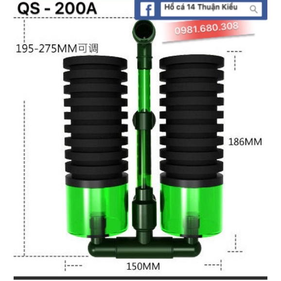 Lọc Vi Sinh Cho Hồ Cá, Tép QS100A - QS200A