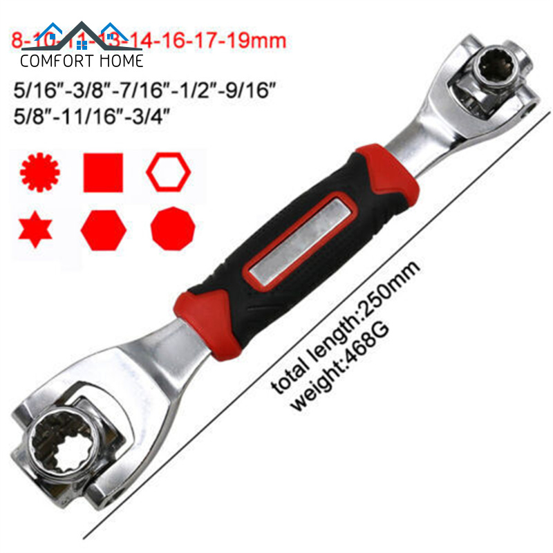 Adjustable Wrench Multipurpose 52-in-1 Wrench 360 Degree Rotation Multi-functional Spanner Car Repair Tool