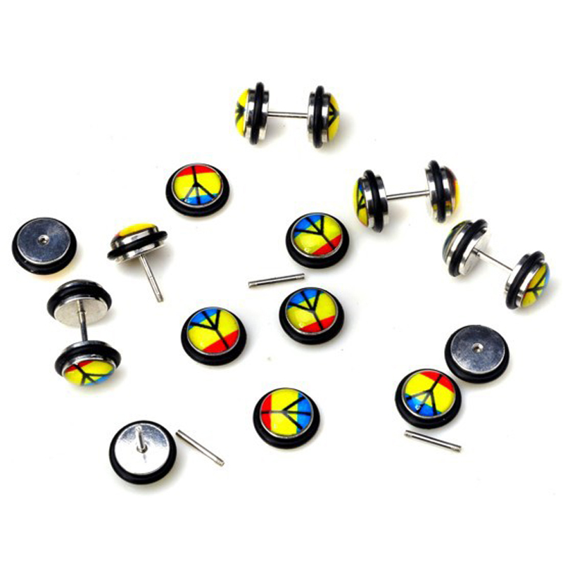 JewelryWe 4 Paia Finti Dilatatori Orecchini Unisex 6mm | Fake Plug In Acciaio Inossidabile | Multicolore - 2