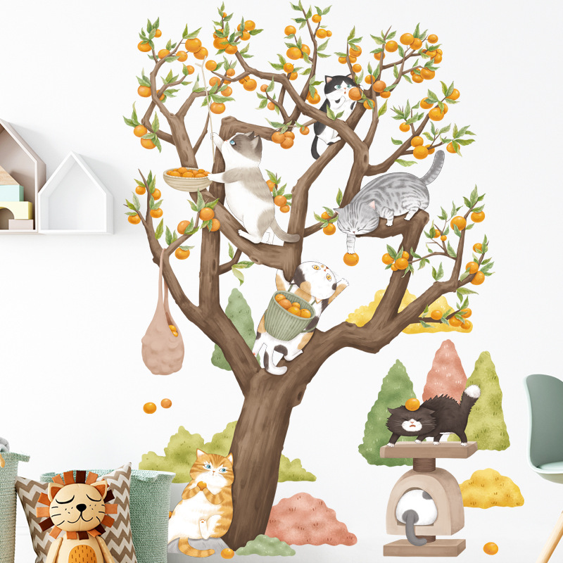 Decal dán tường Hình Mèo trèo cây
