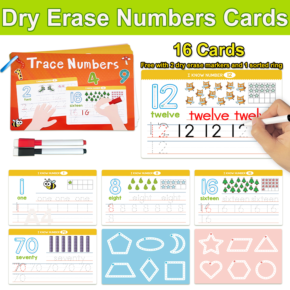 Dry Erase Numbers Flash Cards Write and Wipe Board Numbers Tracing