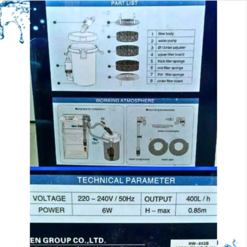 Pompa aquarium EXTERNAL FILTER SUNSUN HW 603B