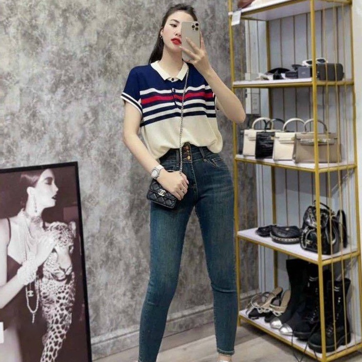 🔥[C246] Áo len thun Montoghi dệt kim SỌC NỬA TRÊN cánh dơi hàng Quảng Châu cực HOT - kholenqc