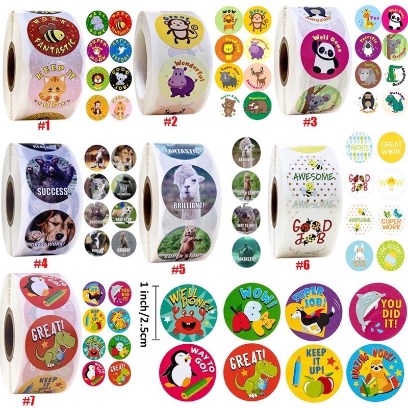 Sticker Tiếng Anh Khen Thưởng Cuộn 500 Nhãn
