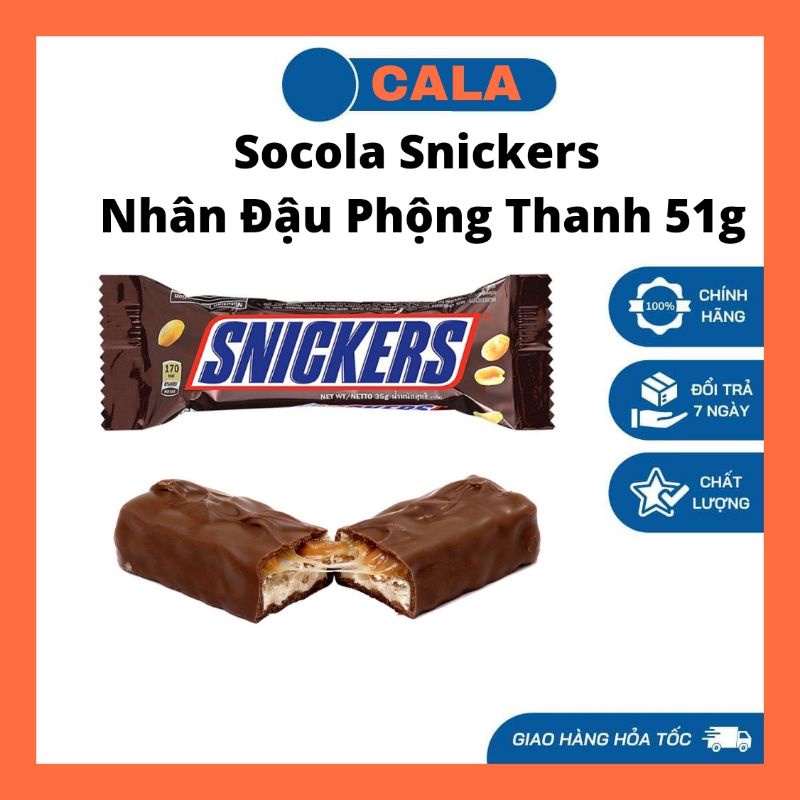Kẹo Socola Snickers Nhân Đậu Phộng Thanh 51g