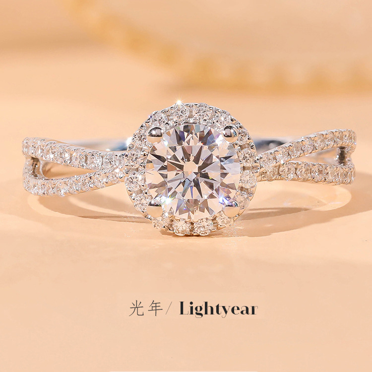 American Imported D Color Moissanite Ring Pt950 Eight Hearts and Eight Arrows Ring