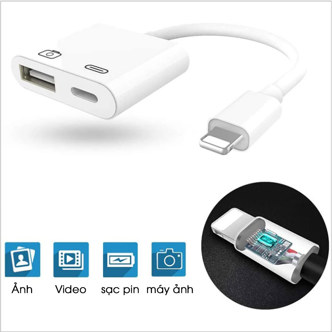 Cáp Chuyển Đổi Lightning to USB 3 Camera Reader Dành Cho IP , Ipad