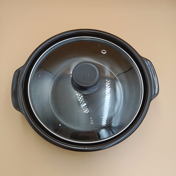 Nồi đất tráng men nắp kính 6'' nấu mì cay