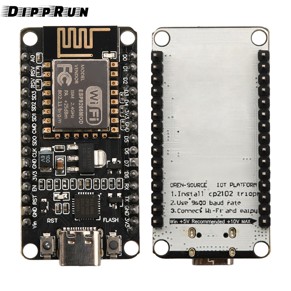 DIPPRUN ESP8266 NodeMCU CP2102 ESP-12E Development Board Open Source Serial Module Works Great for Arduino IDE