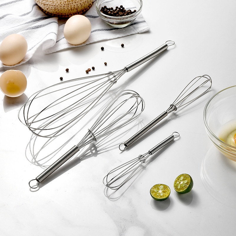 430 Stainless Steel Mini Spring Handle Manual Whisk Small Egg Mixer Cream Whipper