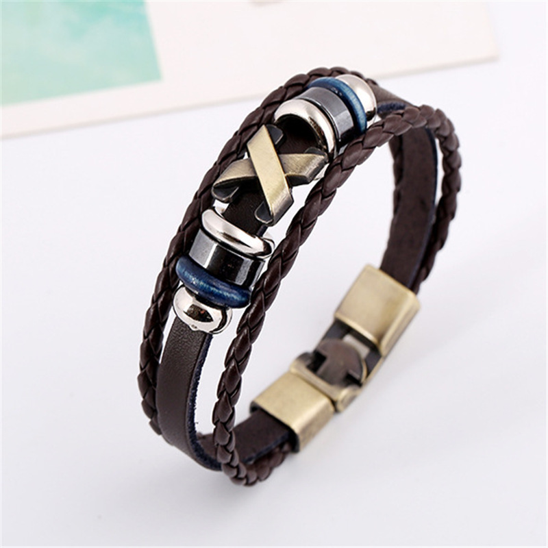 Leather bracelet male female punk X ultra personality bloodshot