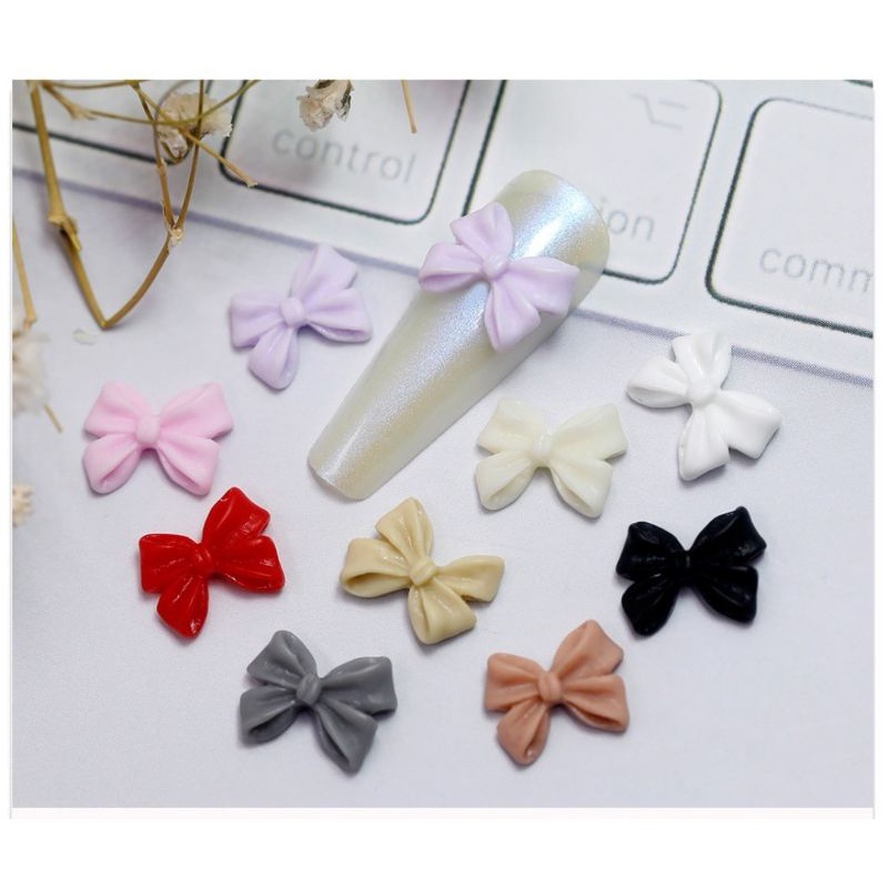 Set nơ 4 cánh nhiều màu trang trí đính móng nail