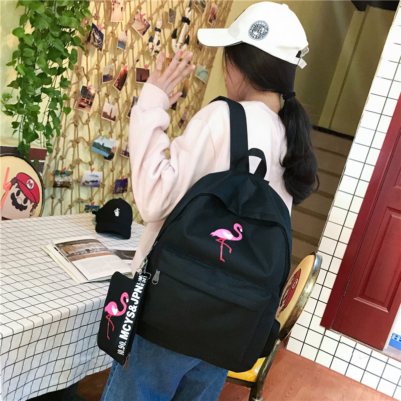 IQANGEL Printed canvas backpack (two-piece set), children's backpack.