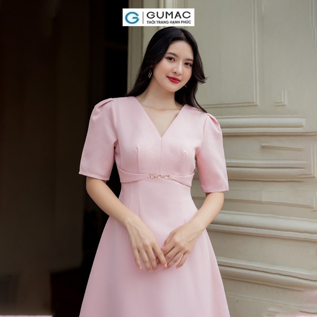 Đầm nữ A phối phụ kiện thời trang GUMAC DD07045