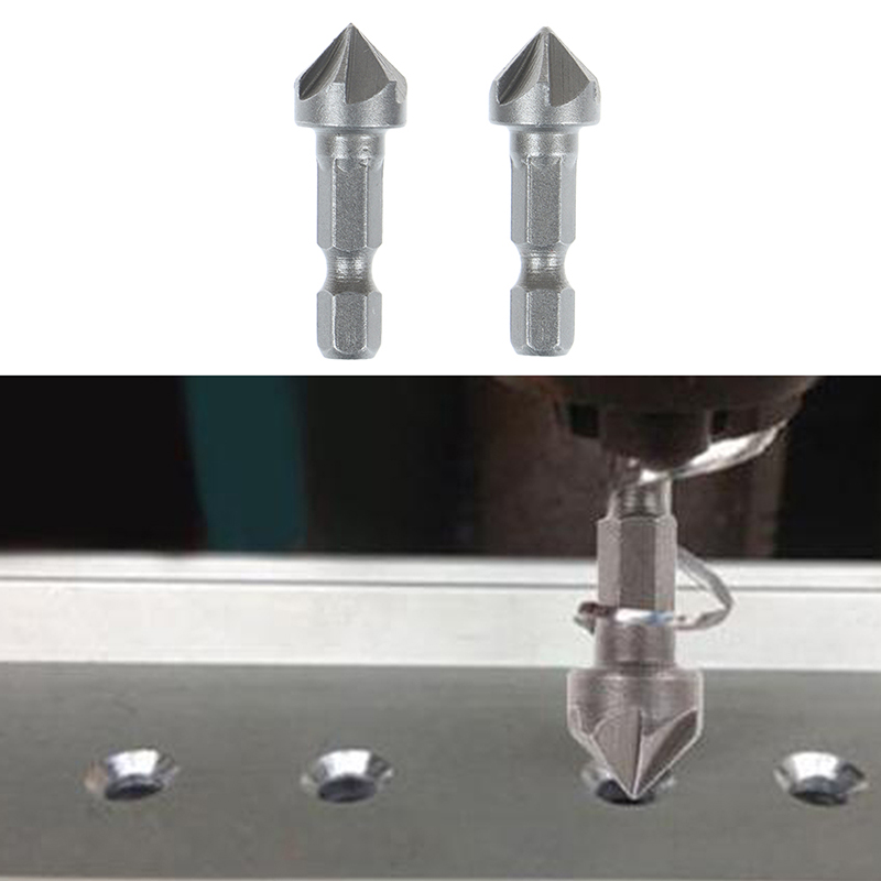 Dinawan 6 Flute Countersink Drill Bit Chamfer Cutting Woodworking Tool hexagon handle