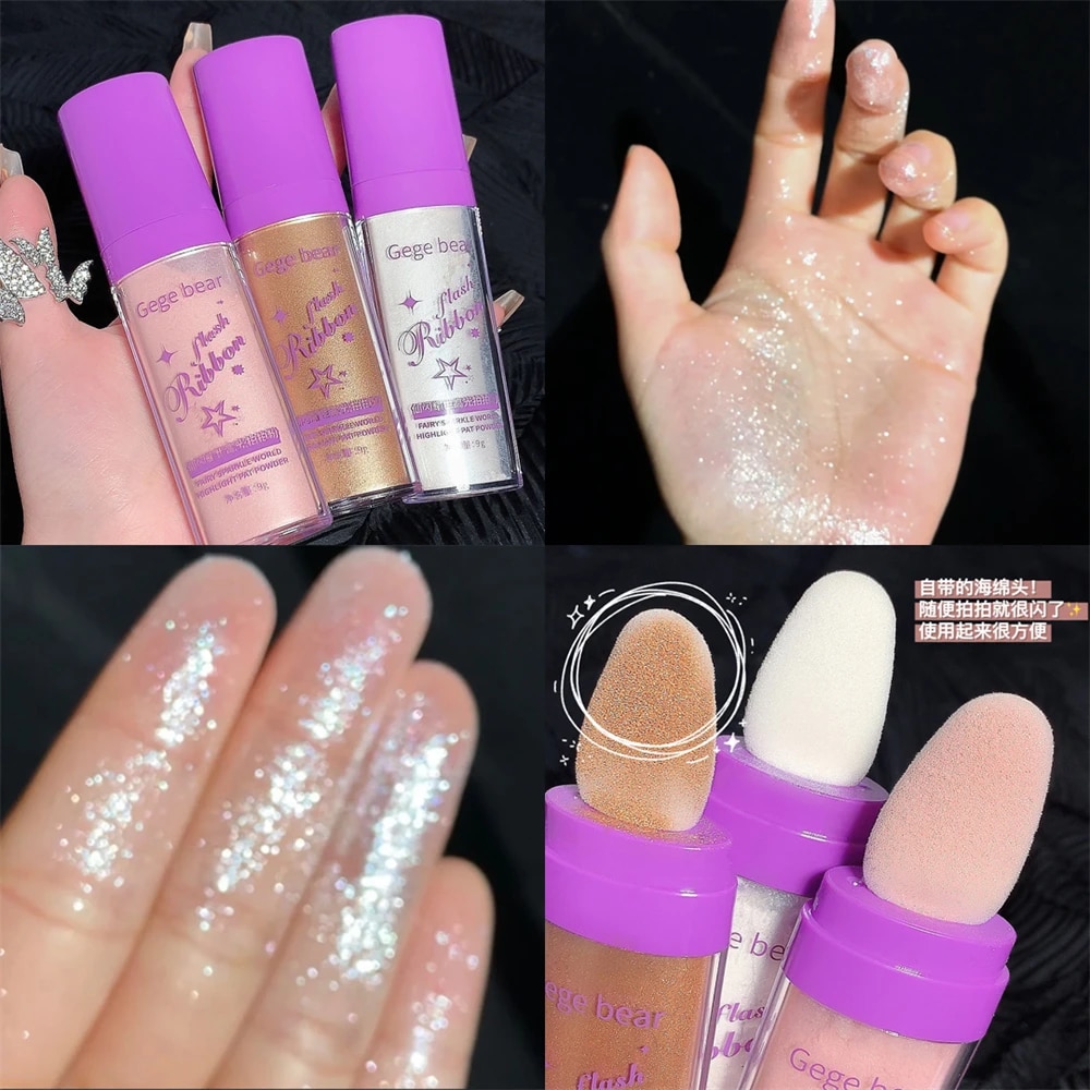 3colors Highlighter Glitter Fairy Powder Contour Shading Powder Shimmer Highlighter Stick Illuminator Makeup For Face Body. 