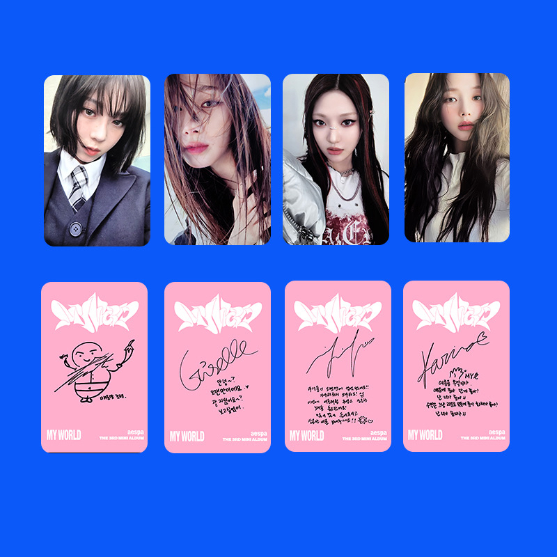 4pcs/set] AESPA 'MY WORLD' UNOFFICIAL Photocards w/ backprint High
