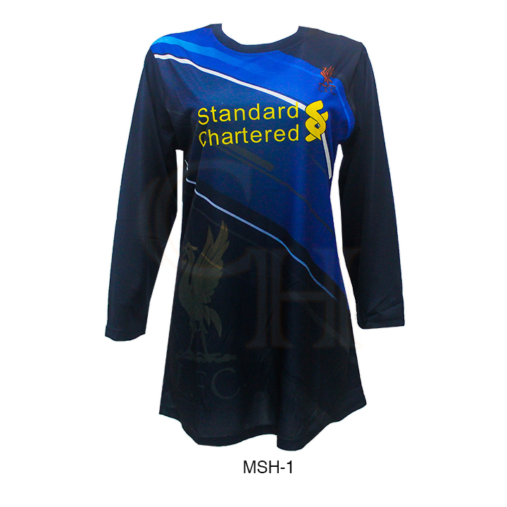 MUSLIMAH DESIGN BARU FUTSAL FOOTBALL CLUB SOCCER PEREMPUAN LENGAN PANJANG KAIN JERSEY FULL PRINTING MSH1. 