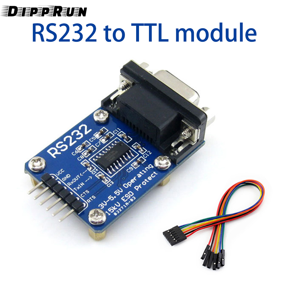 Dipprun ttl to rs232 module ttl rs232 male female mutual conversion module serial level conversion to sp232 ttl serial port esd protect