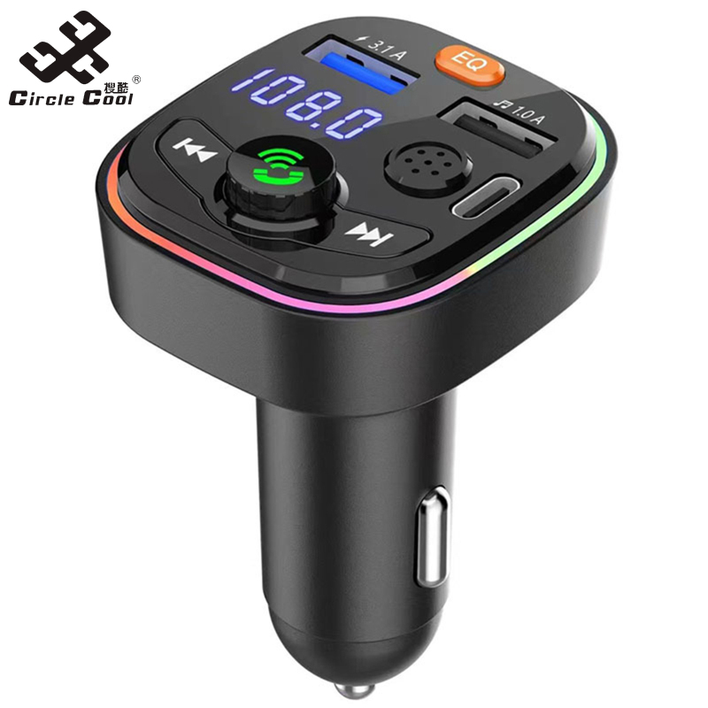 Circle Cool new！Q6 Bluetooth-compatible Radio FM Transmitter For Car 3.1A Dual USB Charger Music Player Hands Free Calling Adapter