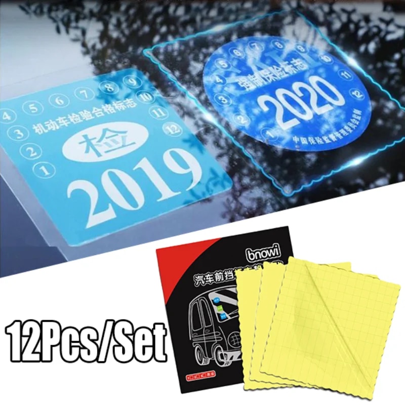Car Static Paste Stickers Windshield Electrostatic Annual Inspection Labels Auxiliary Static Decals Glass Traceless Stickers.