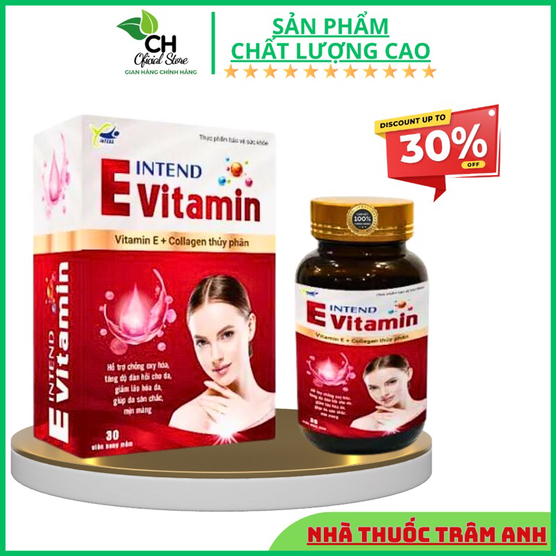Viên uống sáng da vitamin e intend, viên uống đẹp da vitamin e intend 30 viên , nhà thuốc trâm anh.