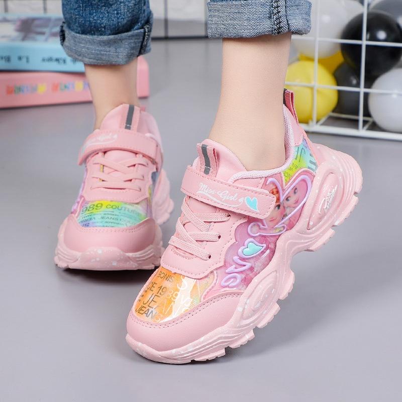 Giày thể thao bé gái hình Elsa da mềm êm chân, phong cách thời trang, cá tính mã C3011 GG11