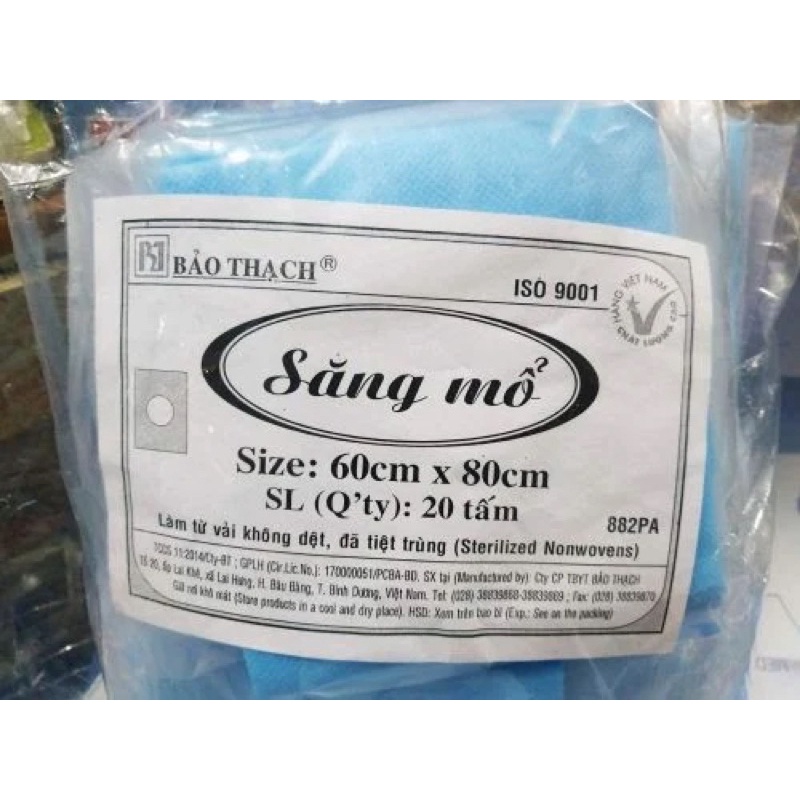 ️ săng mổ phẫu thuật không lỗ, có lỗ bảo thạch 60cm x 80cm săng khăn trải phẫu thuật mổ bảo thạch 60x80cm
