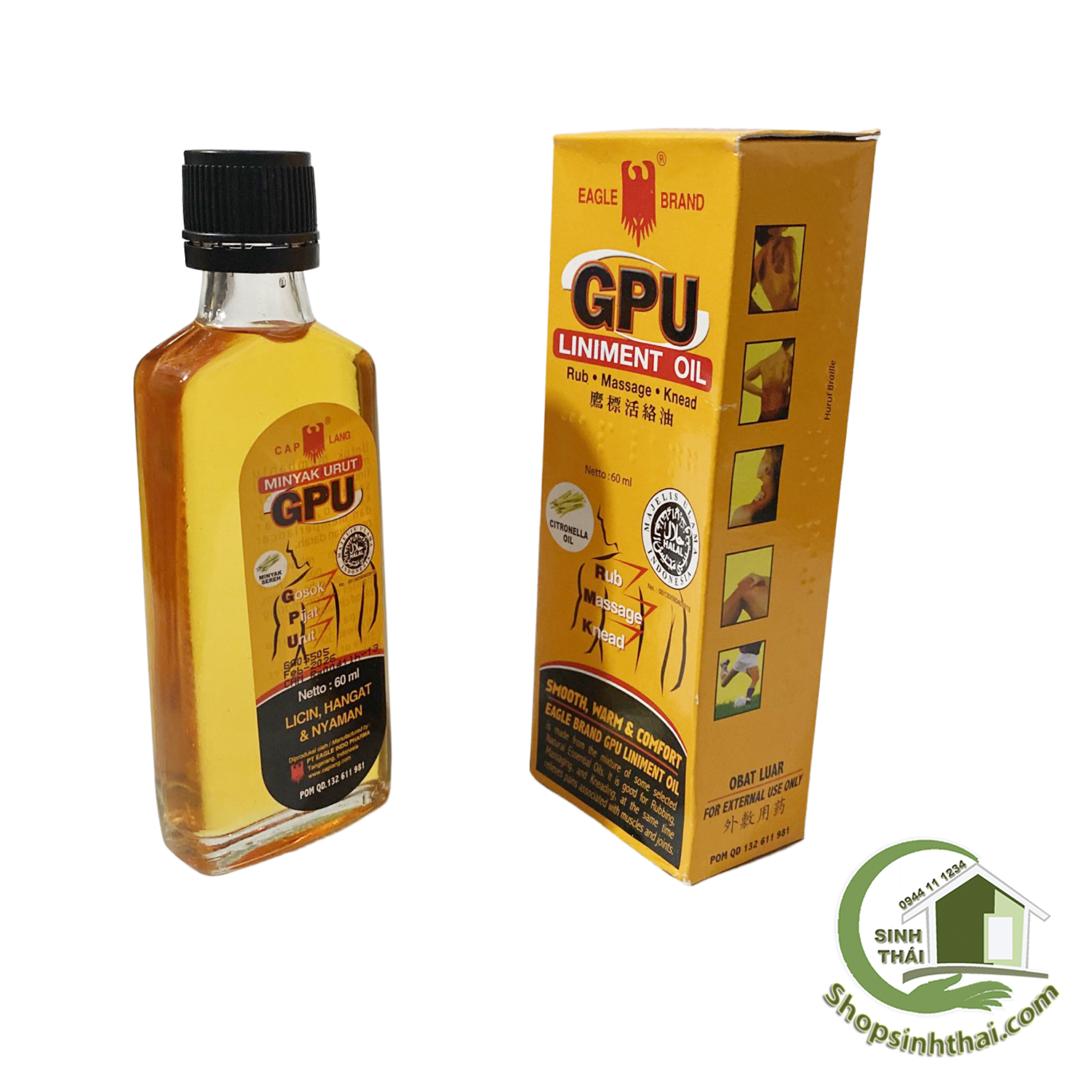 Dầu xoa bóp GPU 60ml - Dầu gừng Indonesia