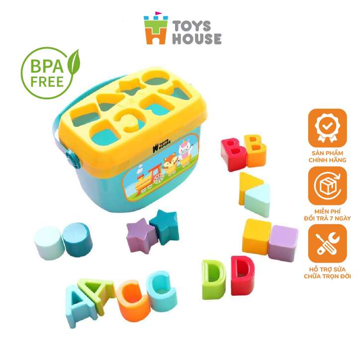 Hộp thả hình khối cho bé - Đồ chơi giáo dục sớm cho trẻ từ 6 tháng có quai xách Toyshouse