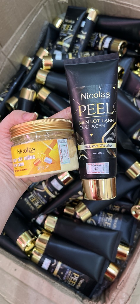 Combo men lột lạnh + kem body Nicolas cấy trắng men chua chính hãng