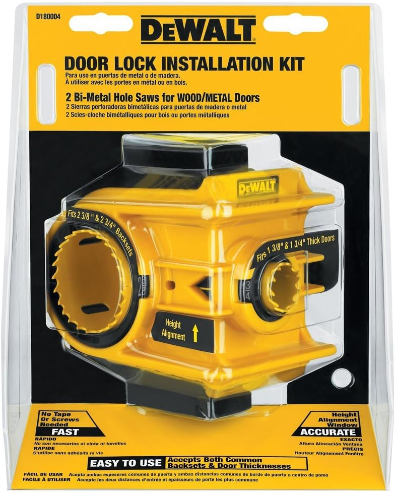 LZD DEWALT Door Lock Installation Kit, C-Clamp Design, For Metal or Wood  Doors, Adjustable Bushings, Easy Installation (D180004)