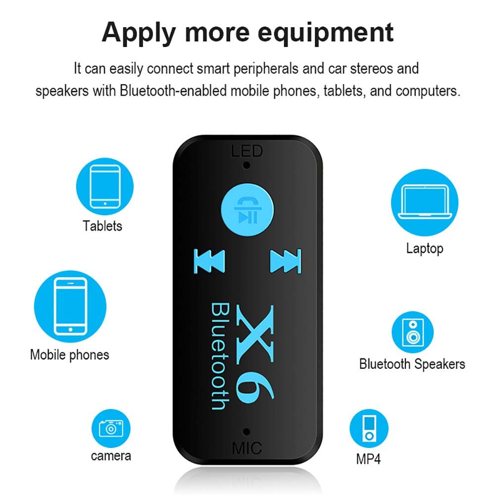 JTKE X6 Bộ Thu Bluetooth 5.0 Dongle Âm Thanh Nổi Xe Hơi AUX 3.5Mm Bộ Chuyển Đổi Không Dây Rảnh Tay Có Mic Hỗ Trợ Thẻ TF