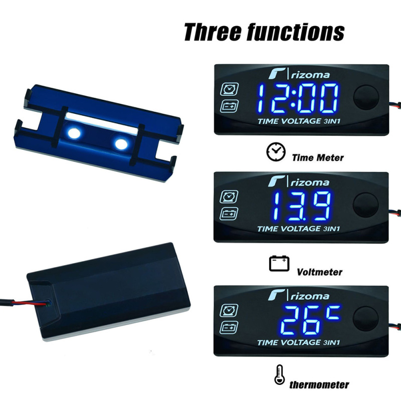 Niềm Đam Mê Thời Gian Trong stock3-in-1 Đa Năng Vôn kế kỹ thuật số Đa Chức Năng Hiển Thị Thời Gian Điện Áp Nhiệt Độ Thông Minh Meter Cho Xe máy điện