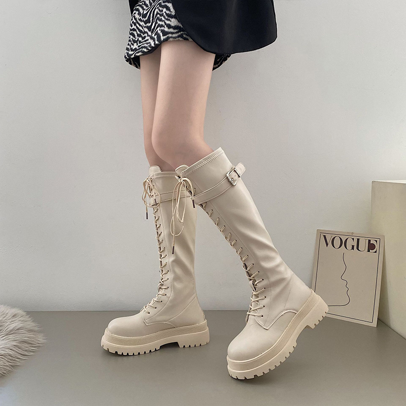 RENBEN Skinny Boots Retro Fashion Boots Thick-soled Heightening Knight Boots Tall Boots