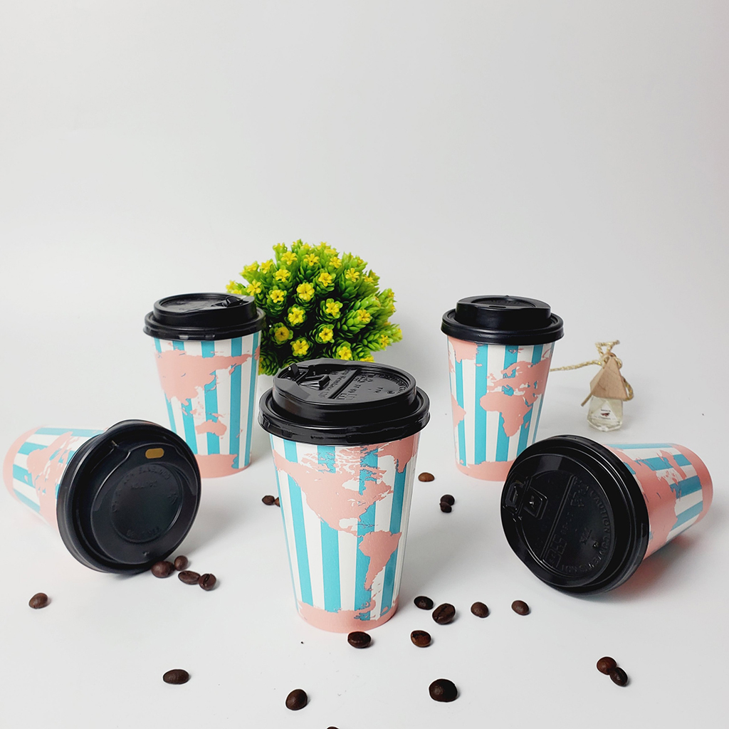 Set 50 chiếc cốc giấy có nắp 360ml Global 12OZ