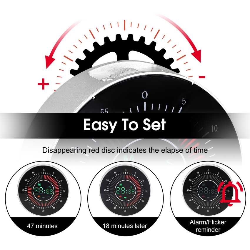 Pro Digital Rechargeable Visual Timer With 3.4 Inch Colour Screen, 60 Minutes Countdown Kitchen Timer For Children Adults, Time Management Tool For Learning Work Cooking Teaching