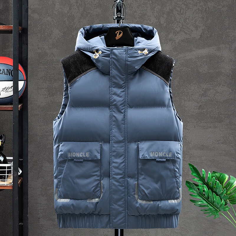 Áo khoác phao cotton không tay có mũ trùm plus size l-8xl theo phong cách nhật hàn dành cho nam áo khoác ghi lê không tay thời trang cho nam