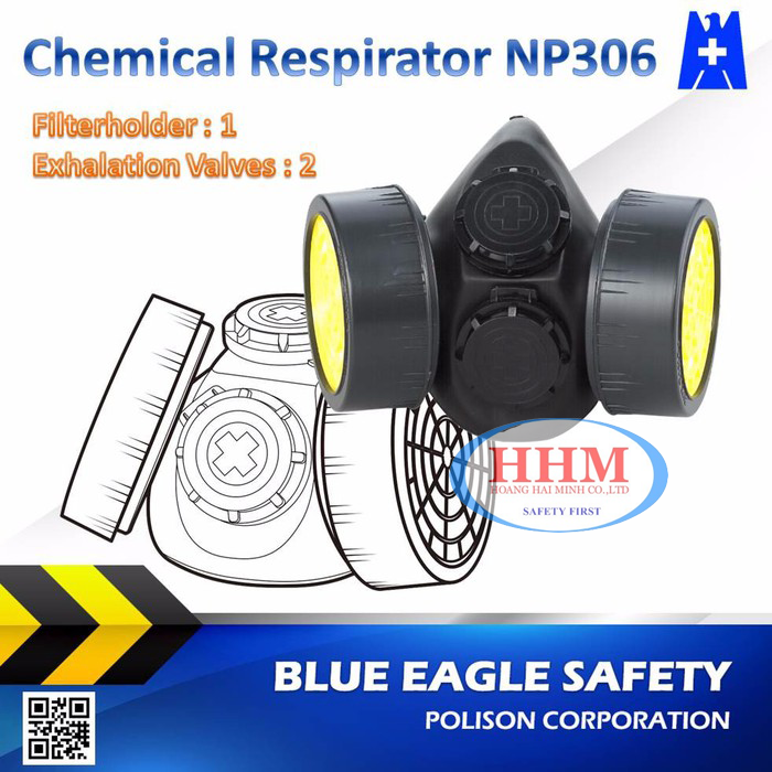 Bộ Mặt nạ phòng độc Blue Eagle NP306 và 2 phin lọc RC203