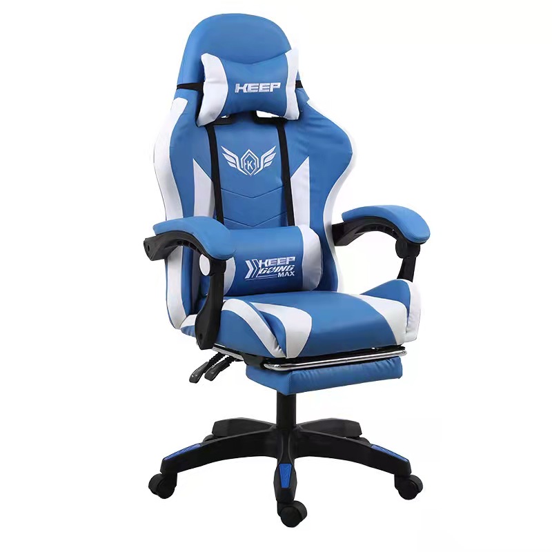 Ghế ngồi chơi game bọc da cao cấp dành cho game thủ, ghế gaming hỗ trợ để chân, ghế xoay ngồi làm việc