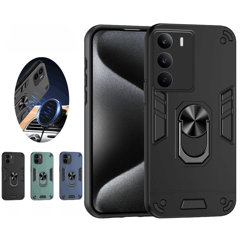 New Phone case Realme C75X C75 14X Back Cover Car Mounted Finger Ring Bracket Hard and Soft Dual Protection Fall Prevention For Realme C75X C75 14X case.