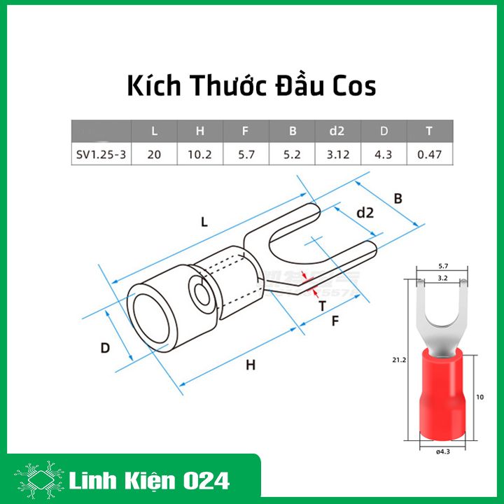 Đầu cốt chữ Y SV1.25-3 túi cos 100 chiếc