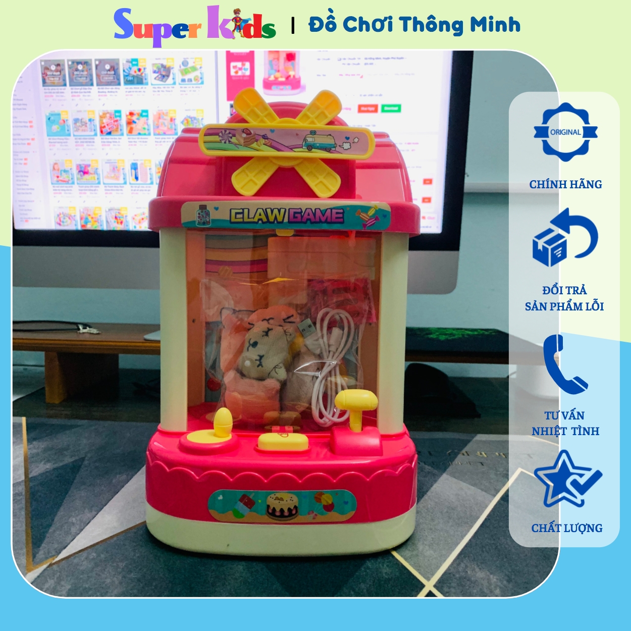 MÁY GẮP THÚ MINI KÈM THÚ BÔNG ĐỒ CHƠI CHO BÉ
