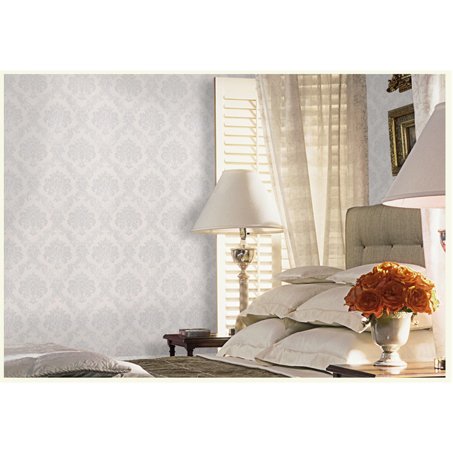 Cuộn 10m giấy dán tường châu âu bạc khổ rộng 45cm