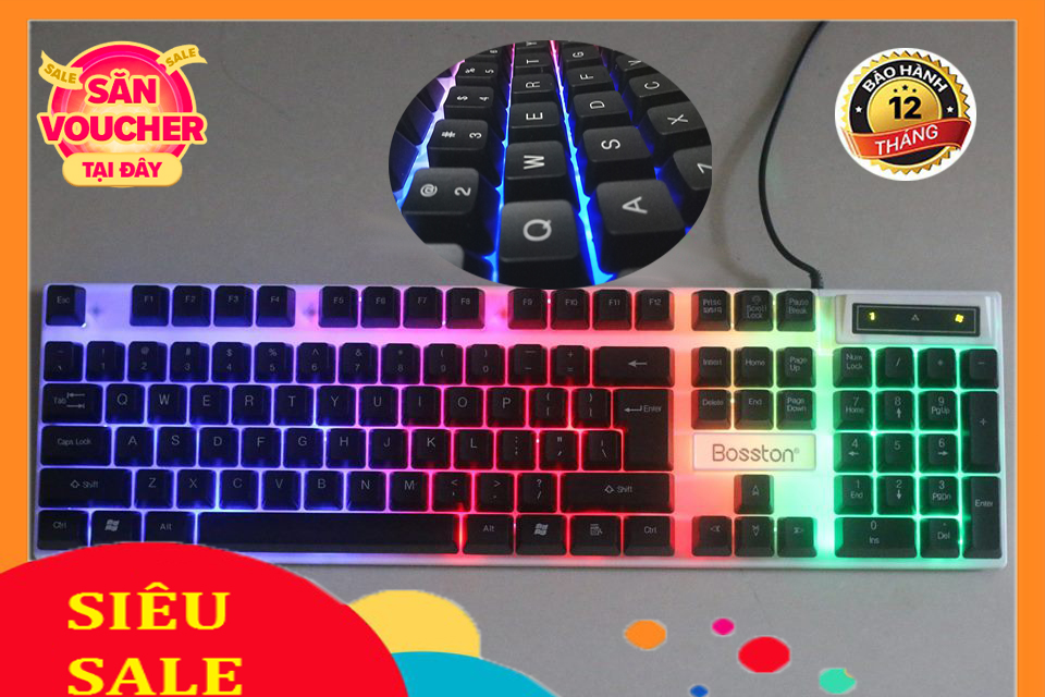 Bàn phím boston 808 led usb - bộ bàn phím laptop,máy tính để bàn đèn bàn phím giả phím cơ