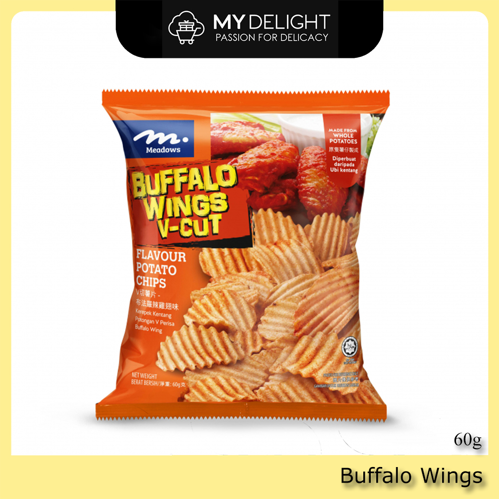 (4 x 60g) Meadows VCut Wave Potato Chips Original Buffalo Wings Cheese